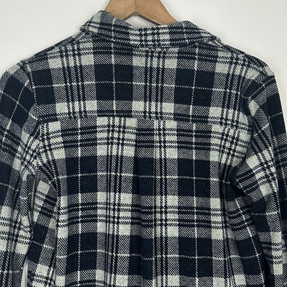 Faherty Legend Sweater Shirt Black Plaid Flannel Button Up Collared Women Sz XS - Picture 11 of 12